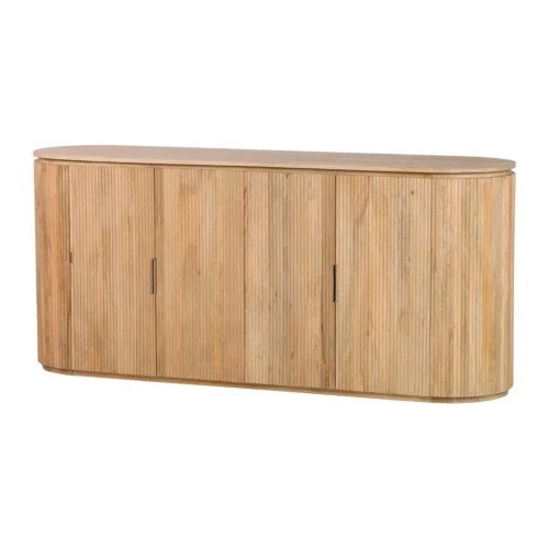 Buffets Ethan Chloé Buffet bois de manguier à cannelures Myra extrémités arrondies Ethan Chloé 180 cm