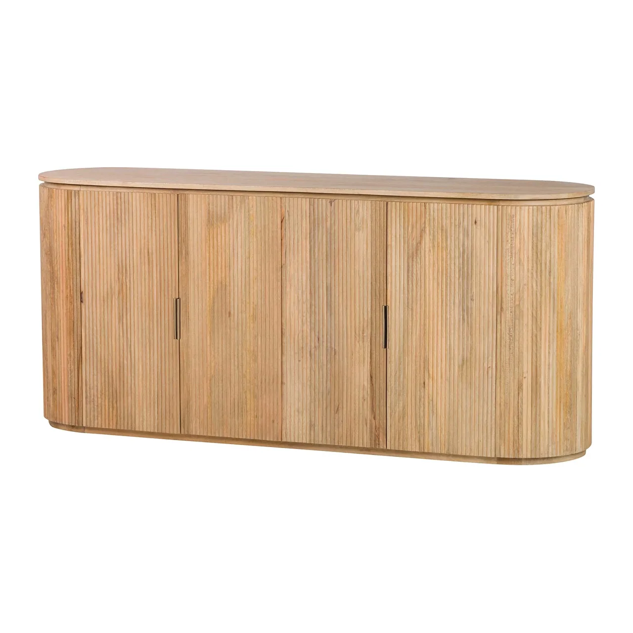 Buffet bois de manguier à cannelures Myra extrémités arrondies Ethan Chloé 180 cm