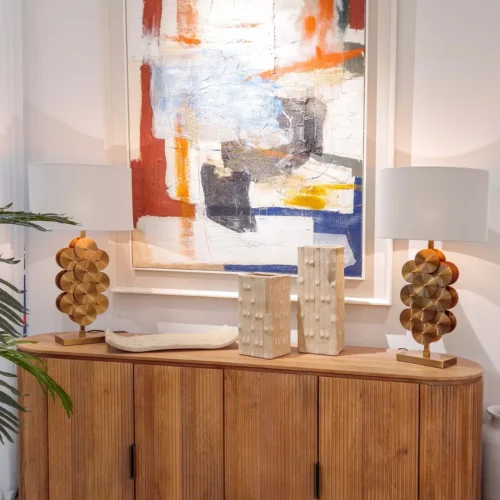 Buffet bois de manguier à cannelures Myra extrémités arrondies Ethan Chloé 180 cm — vue 2