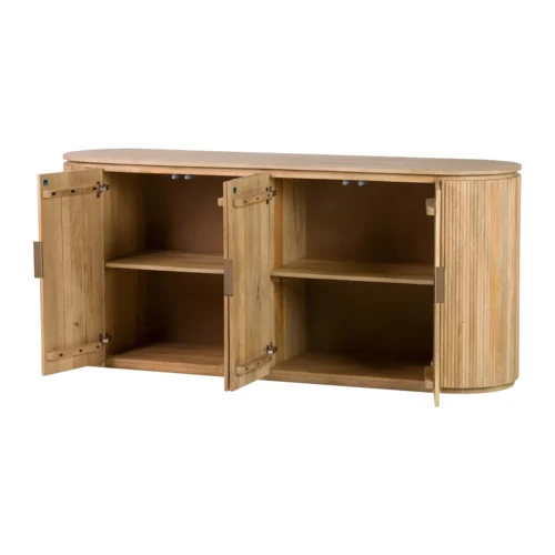 Buffet bois de manguier à cannelures Myra extrémités arrondies Ethan Chloé 180 cm — vue 4