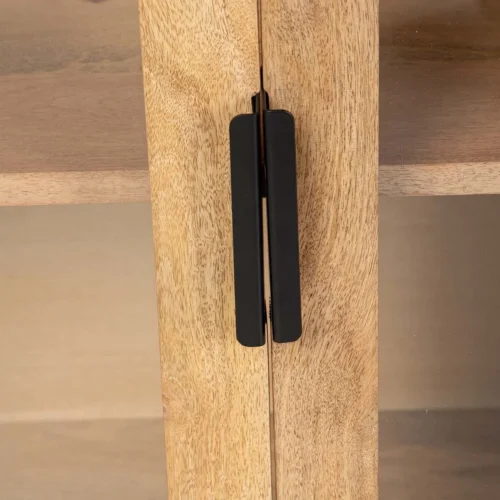 Buffet bois de manguier et marbre Tyla portes vitrées Ethan Chloé 180 cm — vue 12