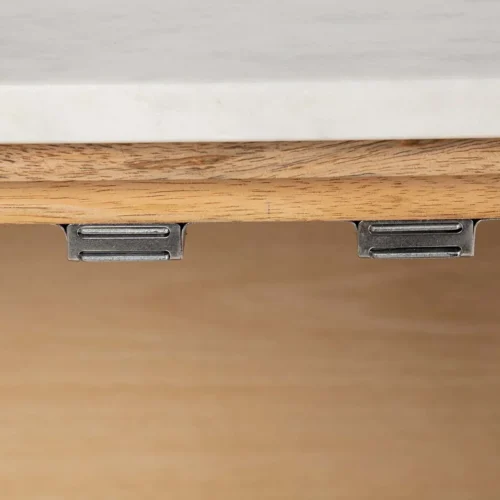 Buffet bois de manguier et marbre Tyla portes vitrées Ethan Chloé 180 cm — vue 16