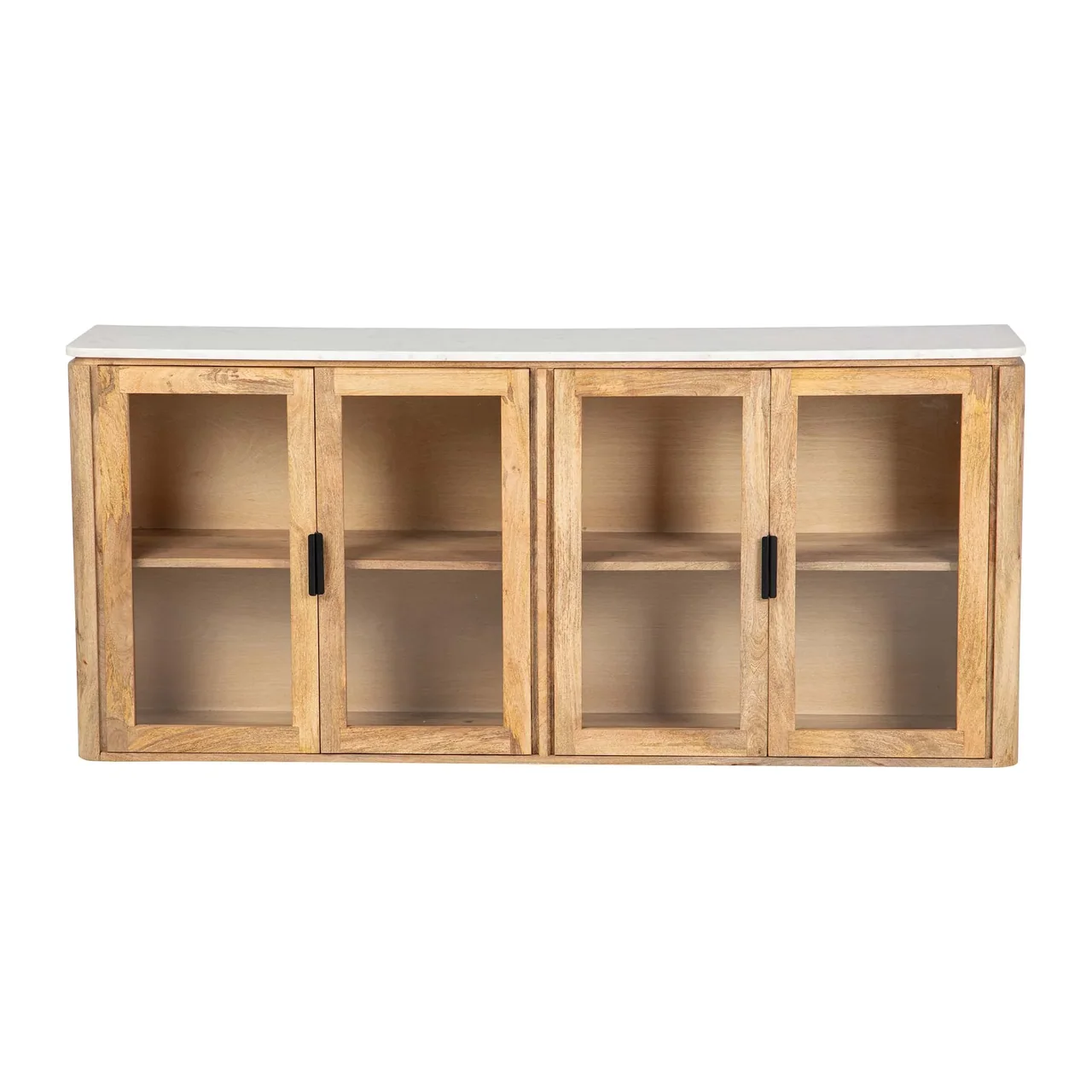 Buffet bois de manguier et marbre Tyla portes vitrées Ethan Chloé 180 cm — vue 5