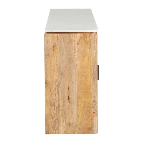 Buffet bois de manguier et marbre Tyla portes vitrées Ethan Chloé 180 cm — vue 7