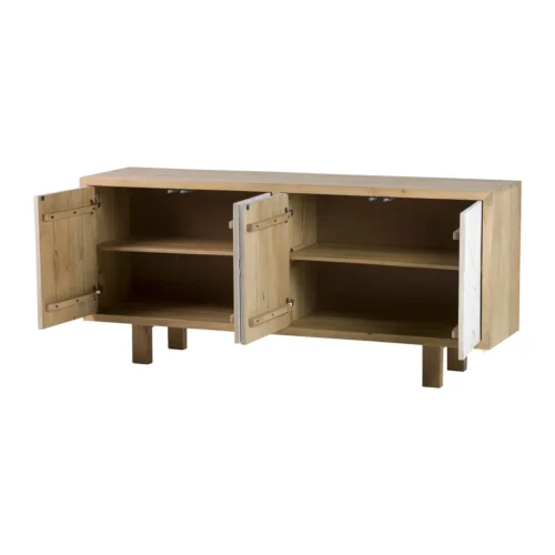 Buffet bois de manguier sculpté Janto décor blanc en relief Ethan Chloé 180 cm — vue 4