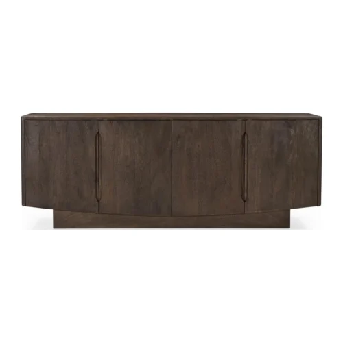 Buffets Ethan Chloé Buffet bois de mindi brun à rainures verticales 4 portes Ethan Chloé 200 cm