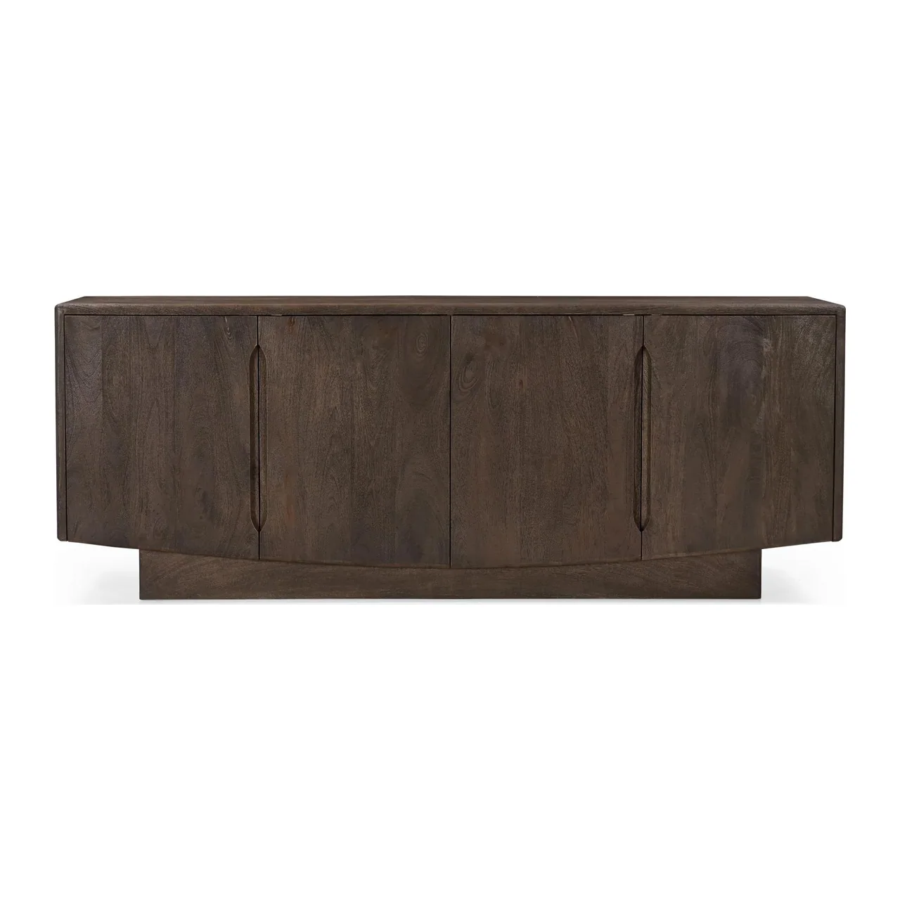 Buffet bois de mindi brun à rainures verticales 4 portes Ethan Chloé 200 cm