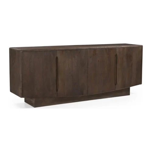 Buffet bois de mindi brun à rainures verticales 4 portes Ethan Chloé 200 cm — vue 3