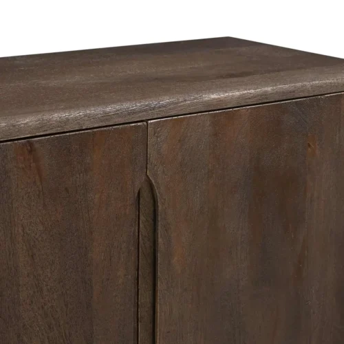 Buffet bois de mindi brun à rainures verticales 4 portes Ethan Chloé 200 cm — vue 4