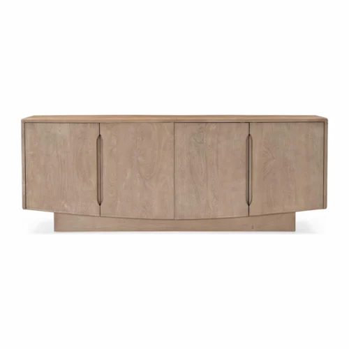 Buffets Ethan Chloé Buffet bois de mindi clair cannelé 4 portes Ethan Chloé 200 cm