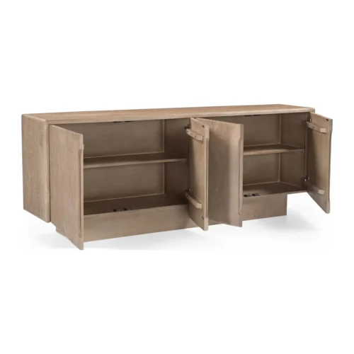 Buffet bois de mindi clair cannelé 4 portes Ethan Chloé 200 cm — vue 4