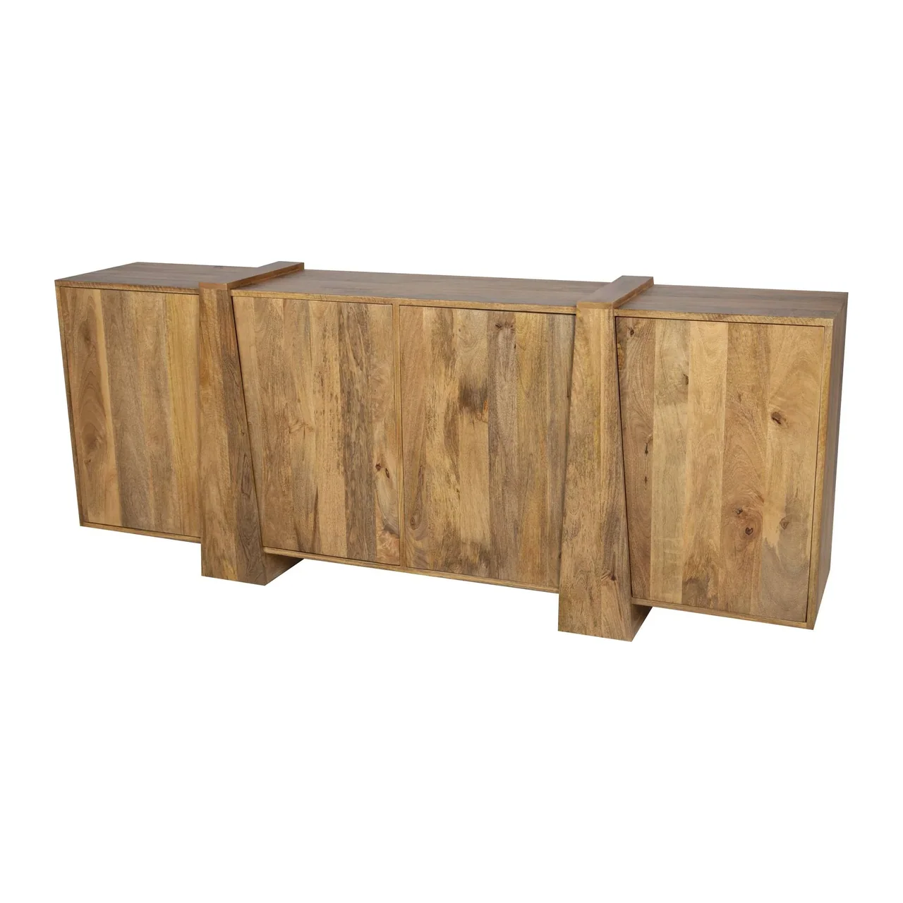 Buffet bois de mindi plissé en chevrons 4 portes Ethan Chloé 200 cm
