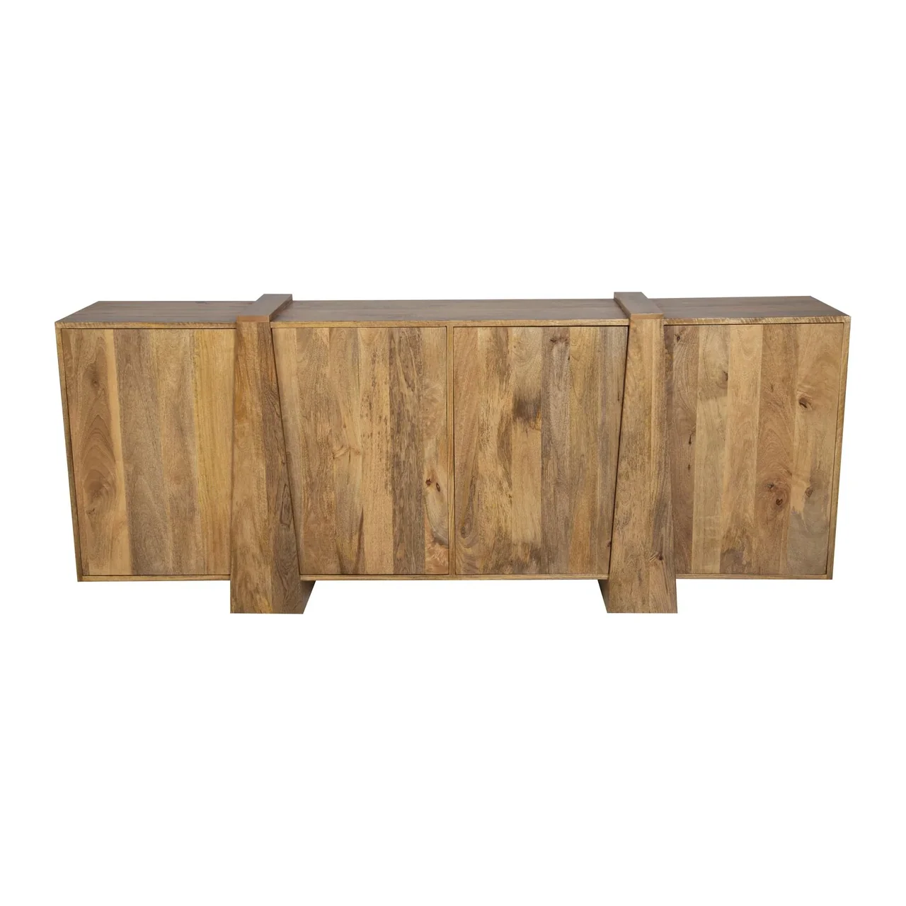 Buffet bois de mindi plissé en chevrons 4 portes Ethan Chloé 200 cm — vue 3