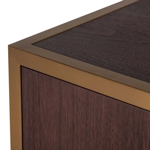 Buffet bois foncé et doré Noblesse 4 portes socle arrondi Ethan Chloé 180 cm — vue 10