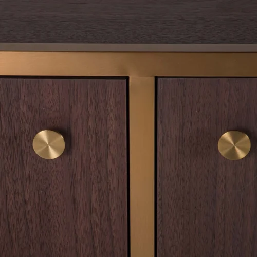 Buffet bois foncé et doré Noblesse 4 portes socle arrondi Ethan Chloé 180 cm — vue 11