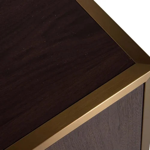 Buffet bois foncé et doré Noblesse 4 portes socle arrondi Ethan Chloé 180 cm — vue 13