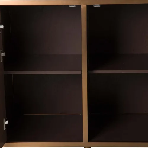Buffet bois foncé et doré Noblesse 4 portes socle arrondi Ethan Chloé 180 cm — vue 15
