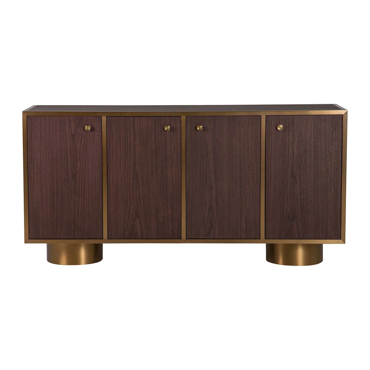 Buffet bois foncé et doré Noblesse 4 portes socle arrondi Ethan Chloé 180 cm — vue 5