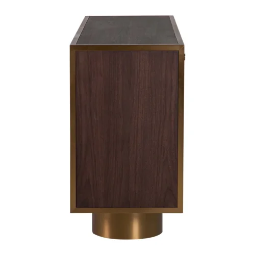 Buffet bois foncé et doré Noblesse 4 portes socle arrondi Ethan Chloé 180 cm — vue 6