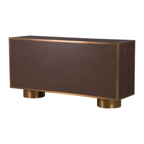 Buffet bois foncé et doré Noblesse 4 portes socle arrondi Ethan Chloé 180 cm — vue 7