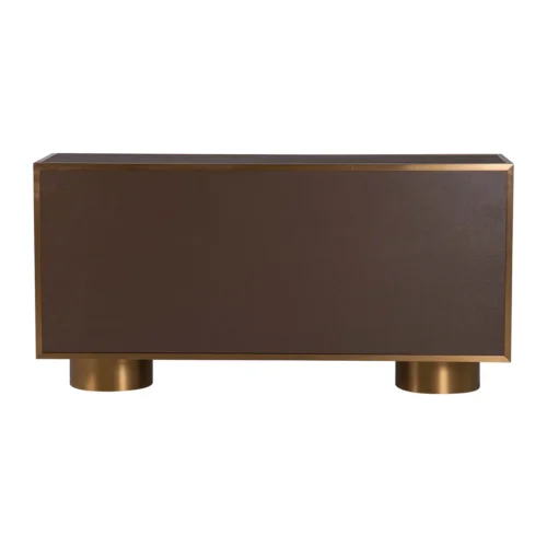 Buffet bois foncé et doré Noblesse 4 portes socle arrondi Ethan Chloé 180 cm — vue 8