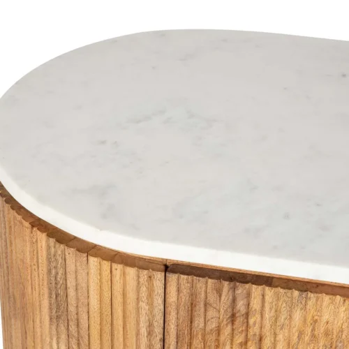 Buffet cannelé bois de manguier Tyla plateau marbre Ethan Chloé 180 cm — vue 10