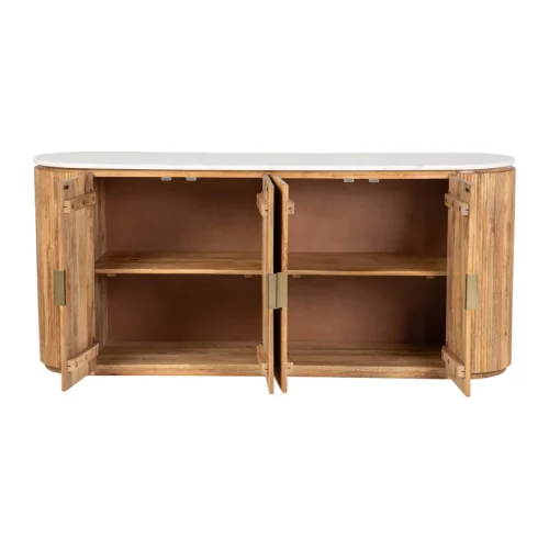 Buffet cannelé bois de manguier Tyla plateau marbre Ethan Chloé 180 cm — vue 6