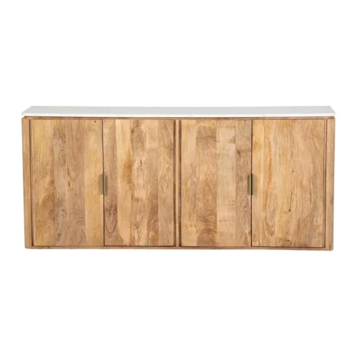 Buffet cannelé manguier et marbre Felo portes pleines Ethan Chloé 180 cm — vue 3