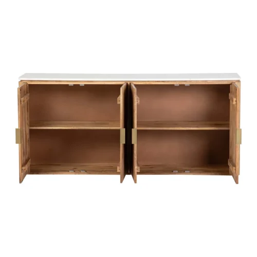 Buffet cannelé manguier et marbre Felo portes pleines Ethan Chloé 180 cm — vue 4