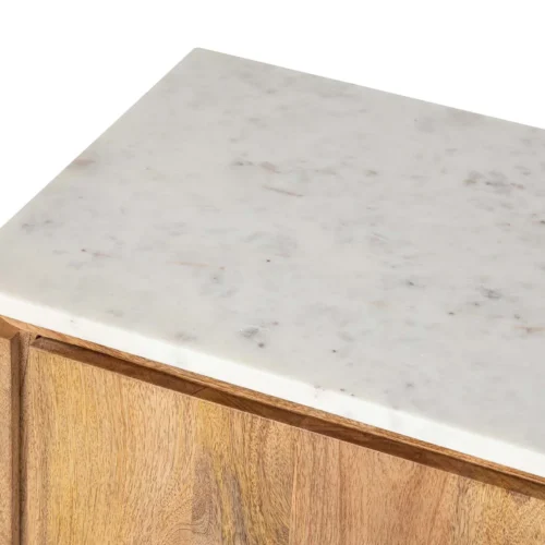 Buffet cannelé manguier et marbre Felo portes pleines Ethan Chloé 180 cm — vue 8