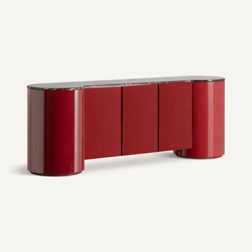 Buffet Capitello rouge laqué et marbre Vical Home — vue 2