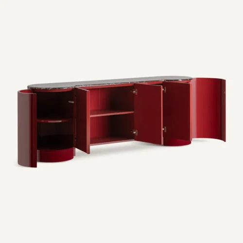 Buffet Capitello rouge laqué et marbre Vical Home — vue 3
