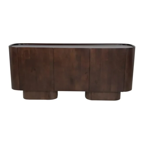 Buffet galbé bois de mindi brun foncé 3 portes Ethan Chloé 170 cm — vue 2