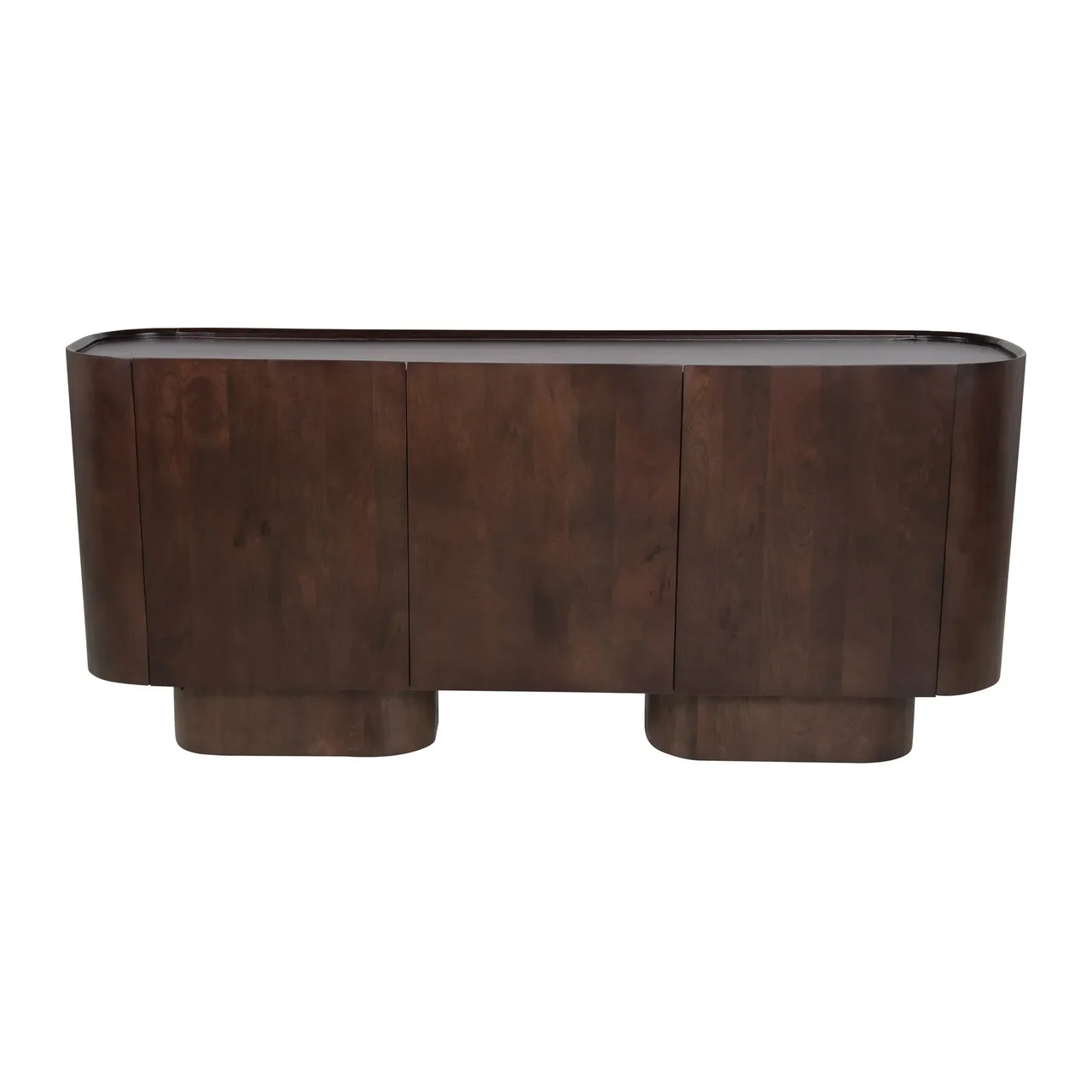Buffet galbé bois de mindi brun foncé 3 portes Ethan Chloé 170 cm — vue 2