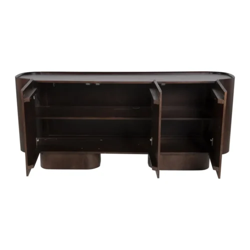 Buffet galbé bois de mindi brun foncé 3 portes Ethan Chloé 170 cm — vue 3