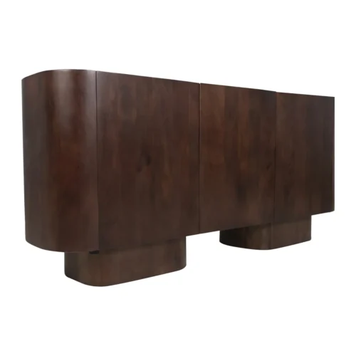 Buffet galbé bois de mindi brun foncé 3 portes Ethan Chloé 170 cm — vue 4