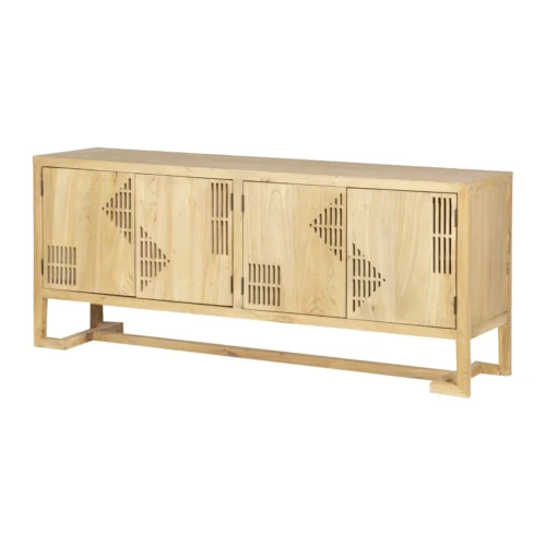 Buffets Ethan Chloé Buffet orme recyclé gravé Lopburi piétement doré Ethan Chloé 180 cm