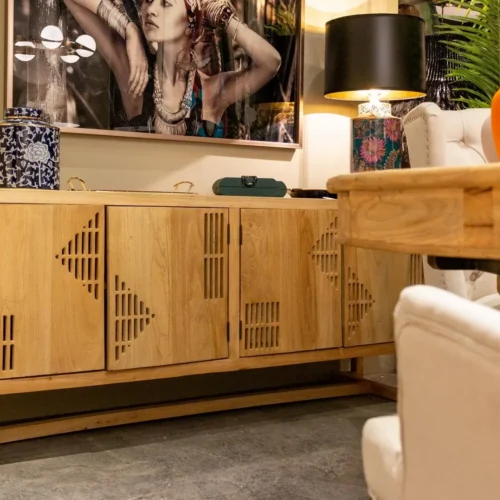 Buffet orme recyclé gravé Lopburi piétement doré Ethan Chloé 180 cm — vue 2
