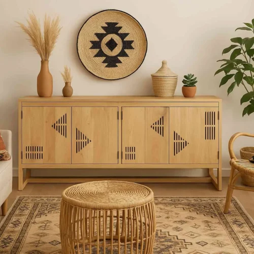 Buffet orme recyclé gravé Lopburi piétement doré Ethan Chloé 180 cm — vue 3
