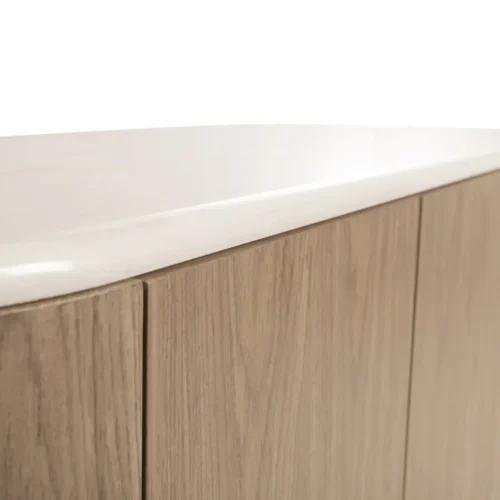 Buffet plaqué noyer et marbre Ligna extrémités arrondies Ethan Chloé 200 cm — vue 10