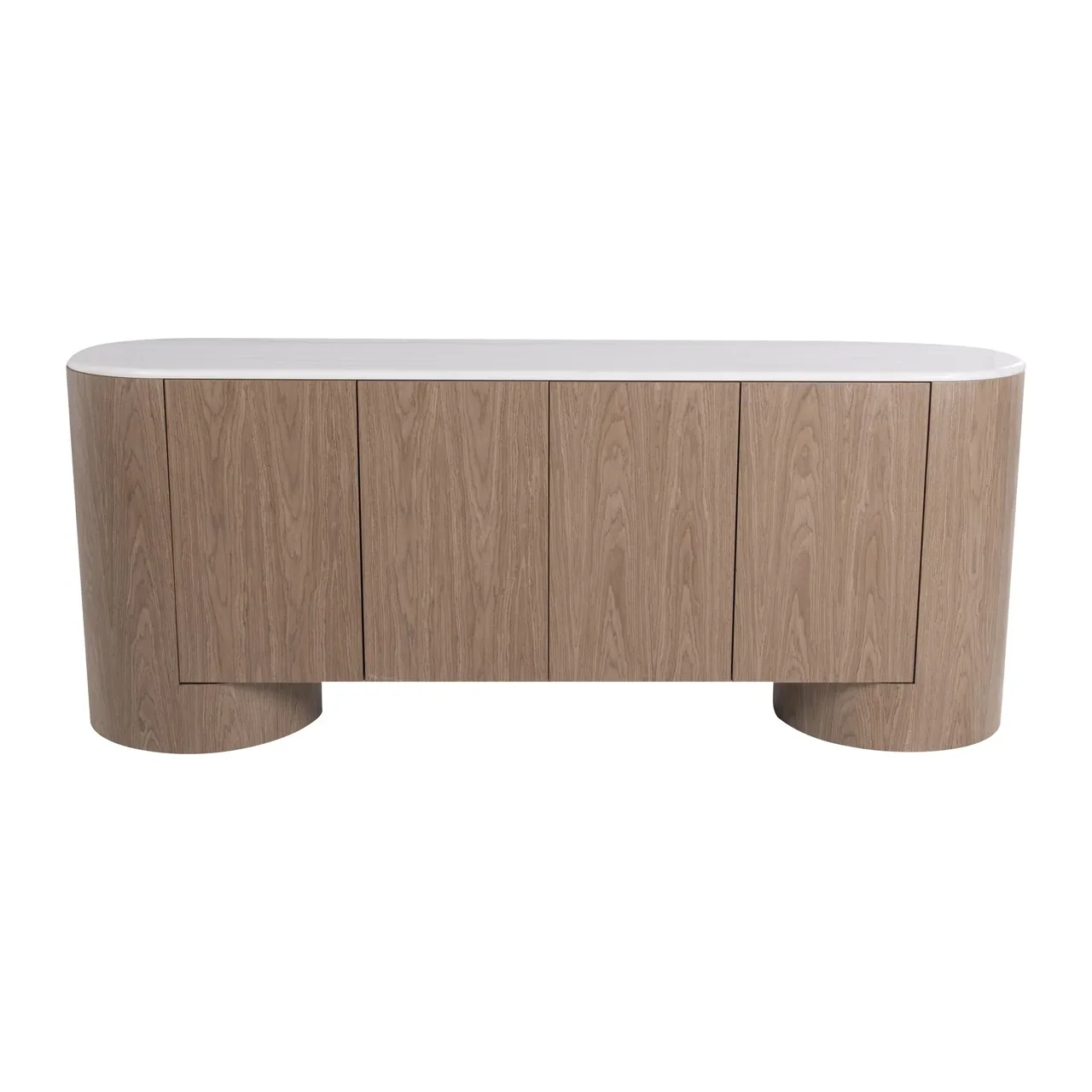 Buffet plaqué noyer et marbre Ligna extrémités arrondies Ethan Chloé 200 cm — vue 3
