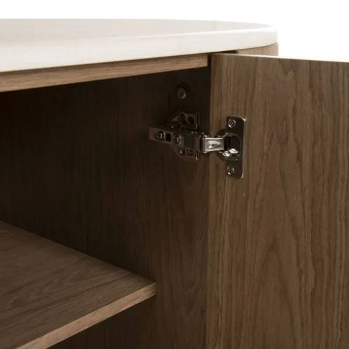Buffet plaqué noyer et marbre Ligna extrémités arrondies Ethan Chloé 200 cm — vue 6