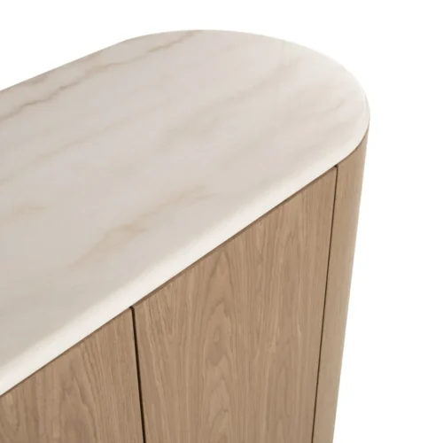 Buffet plaqué noyer et marbre Ligna extrémités arrondies Ethan Chloé 200 cm — vue 7