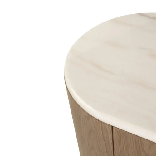 Buffet plaqué noyer et marbre Ligna extrémités arrondies Ethan Chloé 200 cm — vue 9