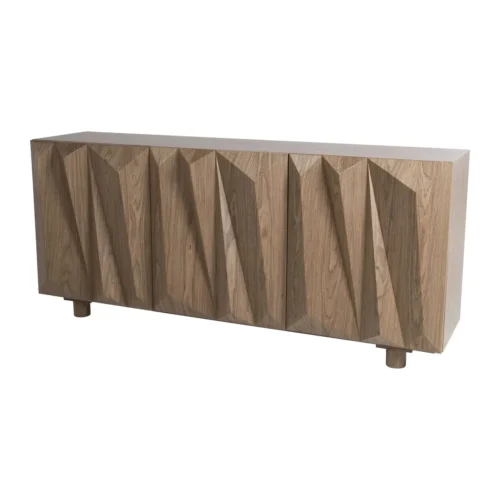 Buffets Ethan Chloé Buffet plaqué noyer plissé Ligna façades à pointes de diamant Ethan Chloé 180 cm