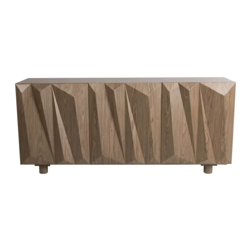 Buffet plaqué noyer plissé Ligna façades à pointes de diamant Ethan Chloé 180 cm — vue 3