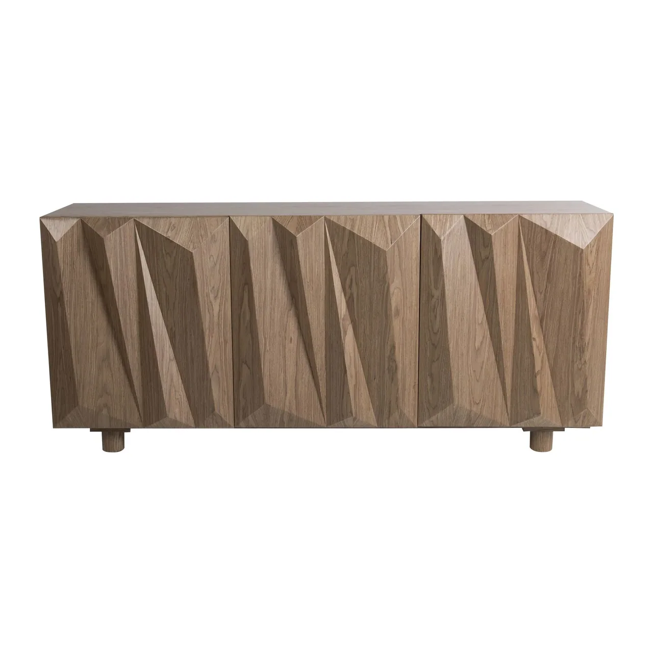 Buffet plaqué noyer plissé Ligna façades à pointes de diamant Ethan Chloé 180 cm — vue 3
