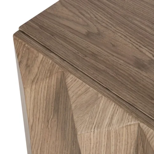 Buffet plaqué noyer plissé Ligna façades à pointes de diamant Ethan Chloé 180 cm — vue 7