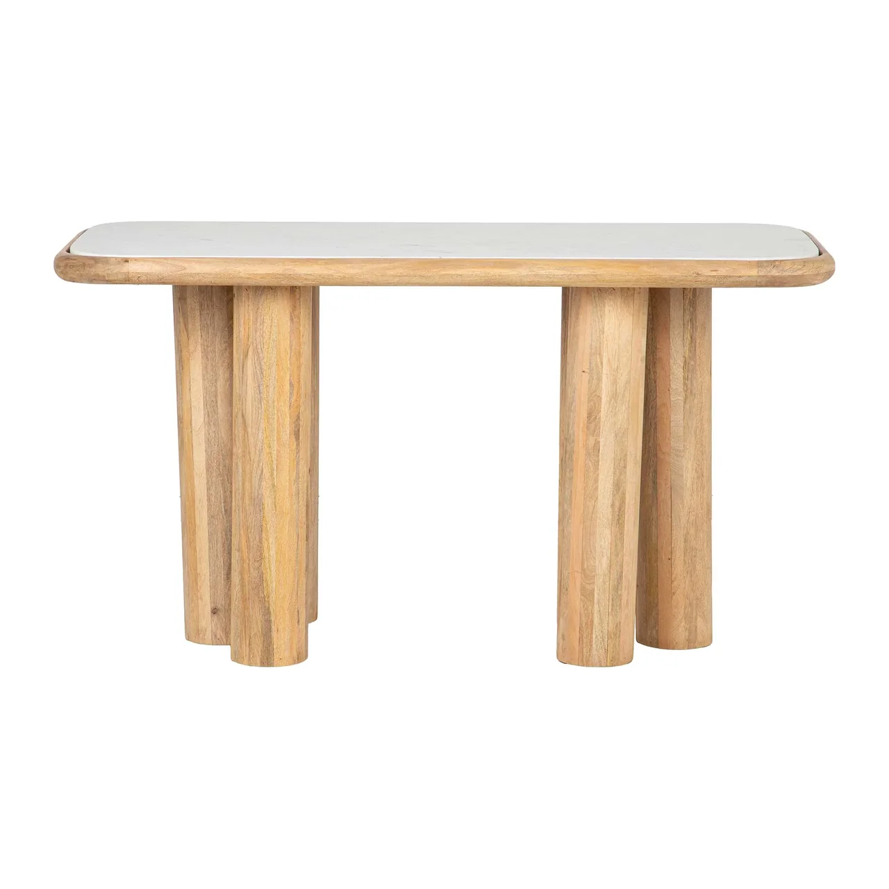 Console profonde marbre blanc et bois de manguier Telo Ethan Chloé 140 × 60 cm — vue 2