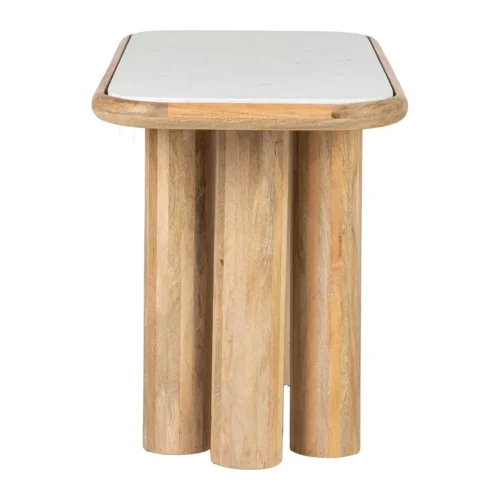 Console profonde marbre blanc et bois de manguier Telo Ethan Chloé 140 × 60 cm — vue 3